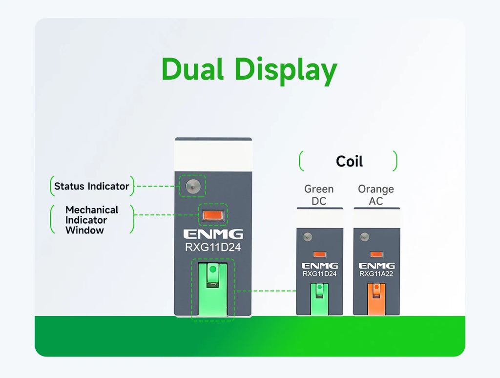 ENMG RXG Slim Power Relay 12A 24VDC/220VAC Coil, DIN Rail Mount Industrial Relay for PLC Control System