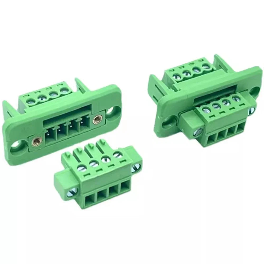 1sets 3.81mm Terminal Block Through-wall Welding-free Plug-in Type 2P/3P/4P/5P/6P/8P/10P/12P/16P 3.81mm with Flange Fixed Panel