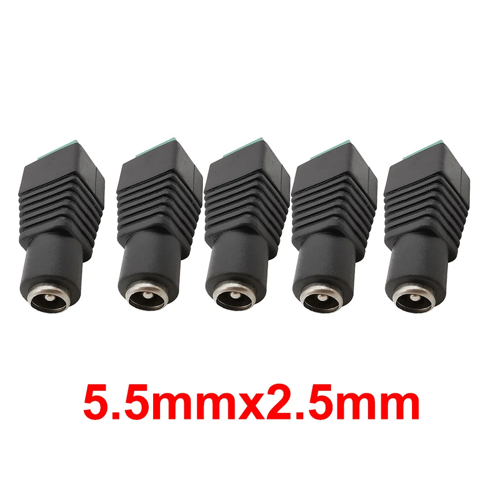 5/10Pcs 5.5 x 2.1mm 5.5 x 2.5mm DC Power Male Female Plug Jack Connector Adapter For 3528 5050 LED Strip Light Camera
