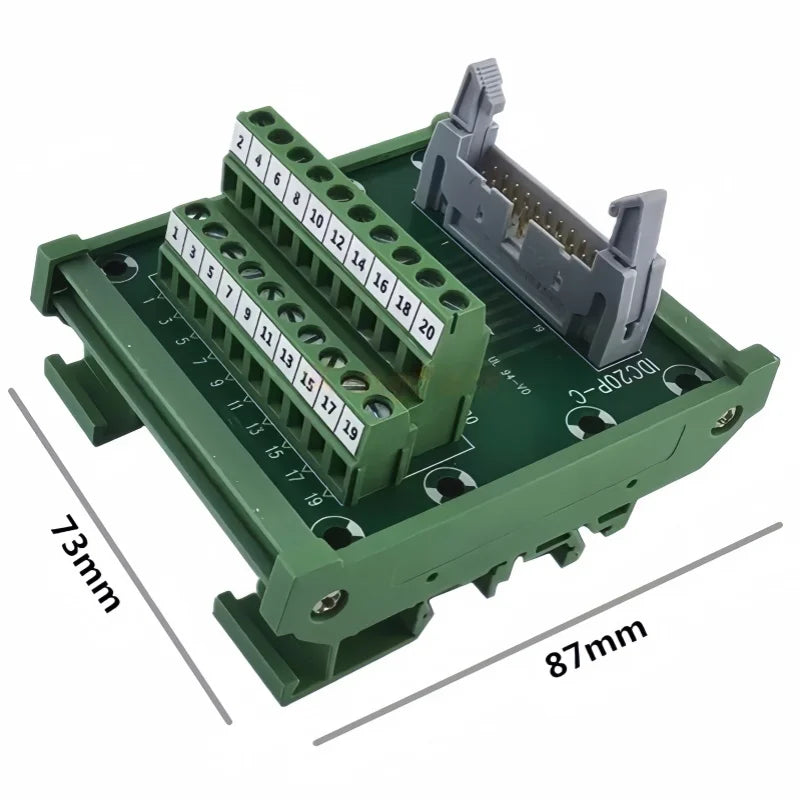 IDC10P/14P/16P/20P/26P/30P/40P/50P/60P/64Pin DC-2 To Terminal Block Breakout Board Adapter PLC Relay Terminals DIN Rail Mounting