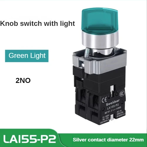 22MM Knob Switch Button LED Light Rotary Switch Momentary Latching 2/3 Position ON/OFF Power Switch 6V12V24V220V380V110V TURN