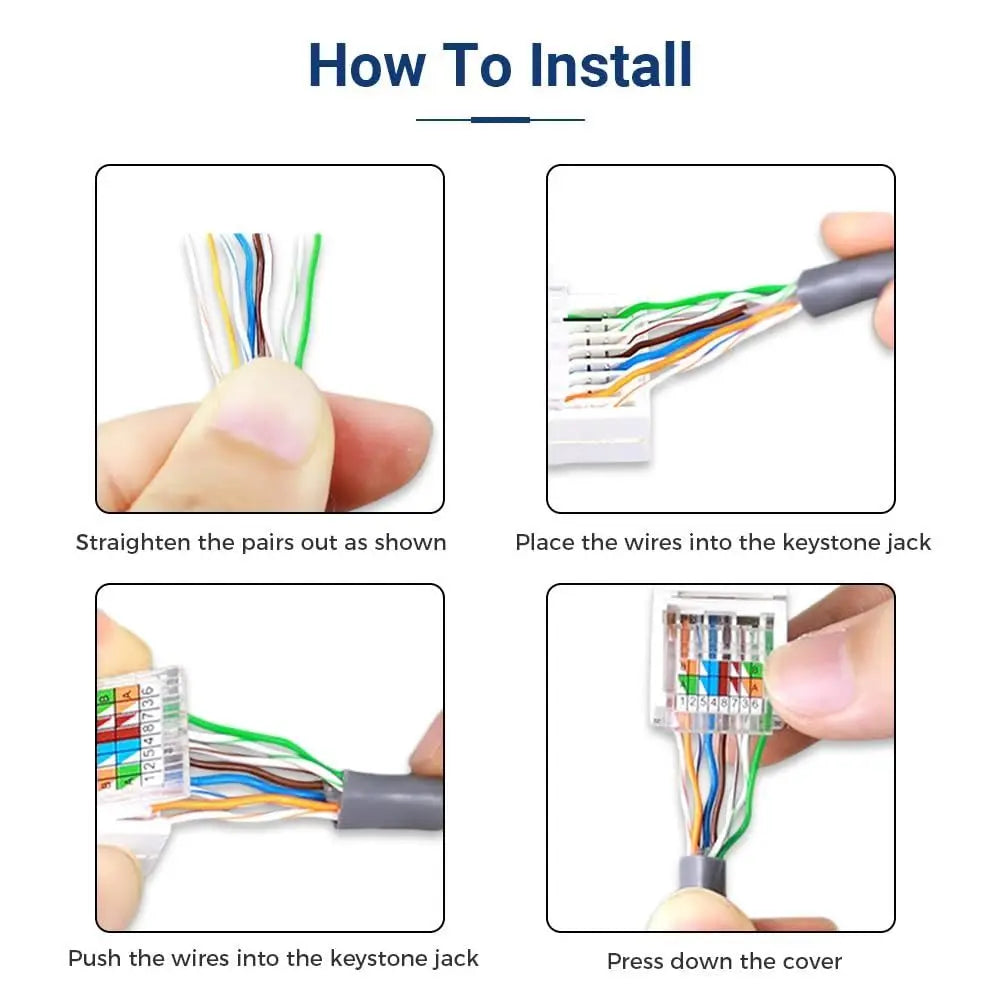 UTP Network Connector Cat5e Cat6 RJ45 Ethernet Module Tool-Less White Computer Module Jack Connector