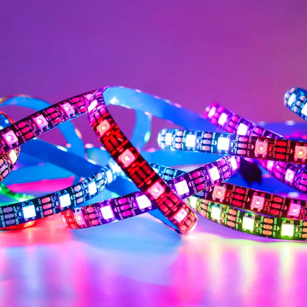 DC12V WS2815 5050 Smart RGB Pixels LED Strip DC5V WS2812B Individually Addressable IC 30/60/74/96/144/Leds/M WS2812 Tape Light