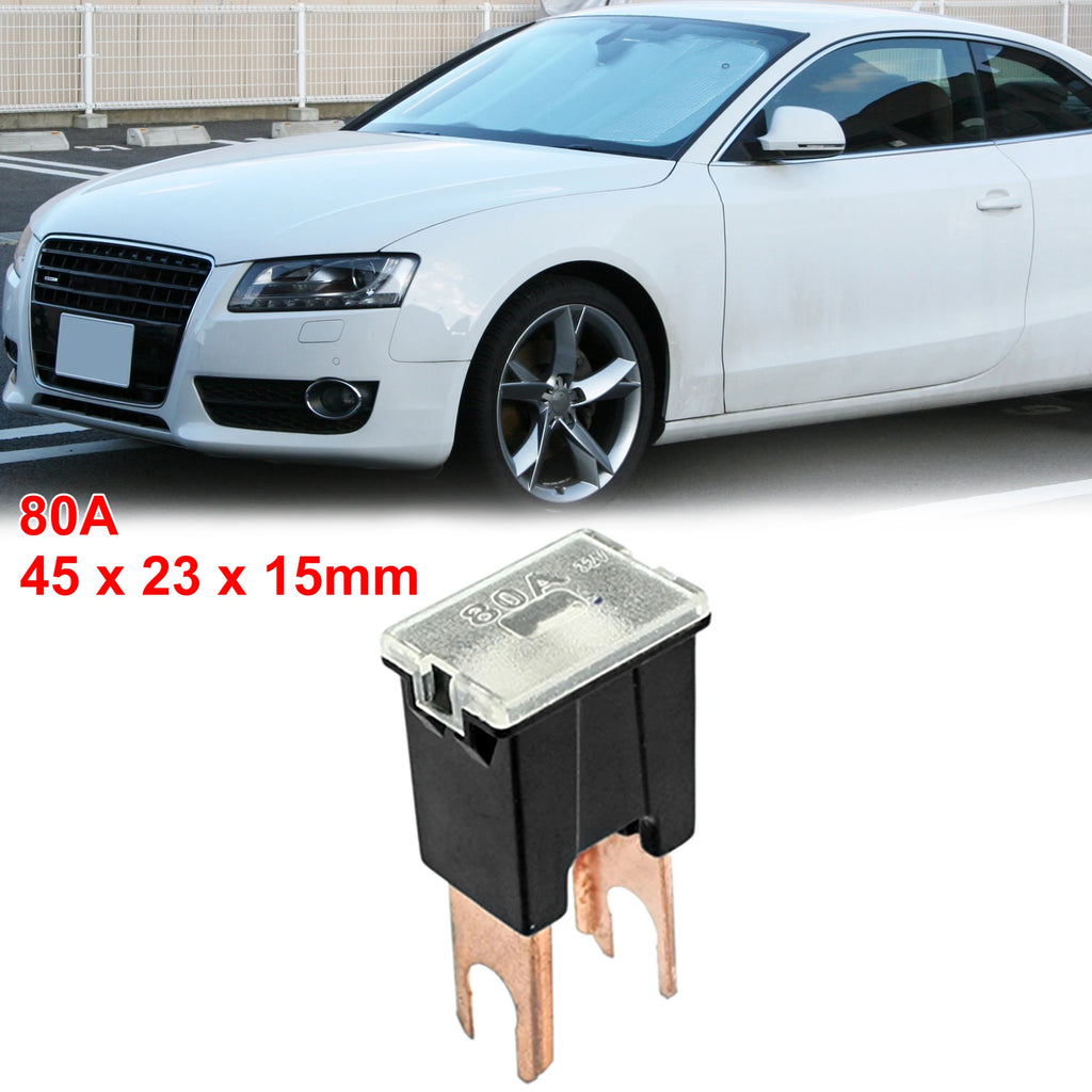 X Autohaux Car Straight Terminal 80A Slow Blow Male 2 Blades Adapter In Pal Fuse Universal Black Auto Accessories