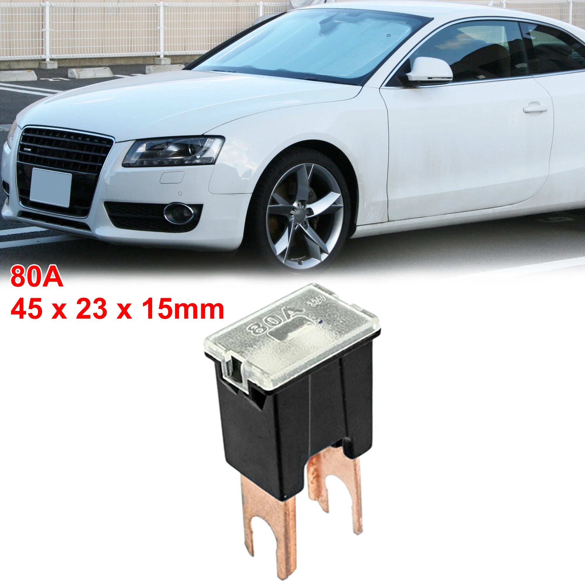 X Autohaux Car Straight Terminal 80A Slow Blow Male 2 Blades Adapter In Pal Fuse Universal Black Auto Accessories
