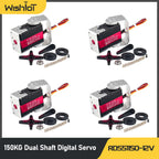 4PCS RDS51150 Metal Gear Digital Servo 150KG Robotic Servo Motor 12V Double-Shaft U Mounting Bracket 180/270 Degree for RC Cars