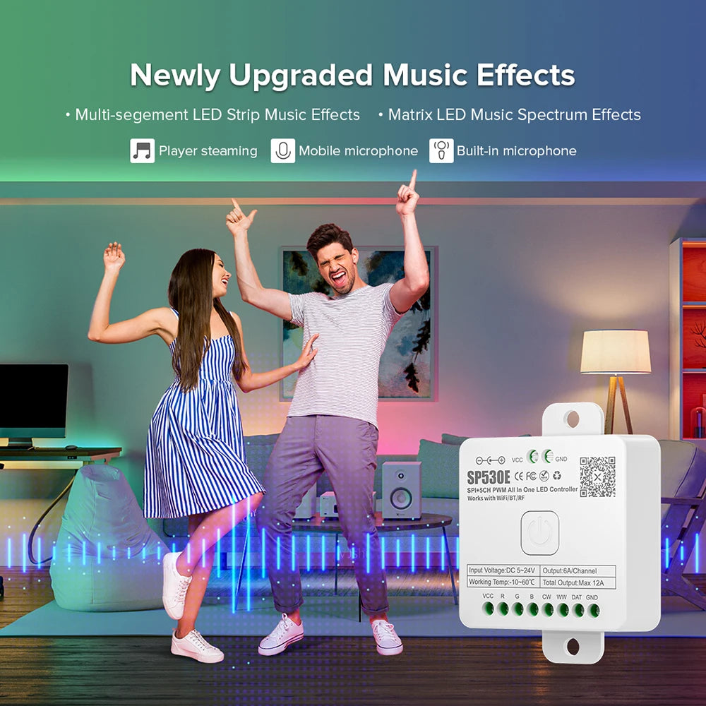 All In One LED Controller SP530E Wifi Alexa Google Home BT SP630E 5CH PWM SPI Pixels LED Strip Light WS2811 WS2812B SK6812 FCOB
