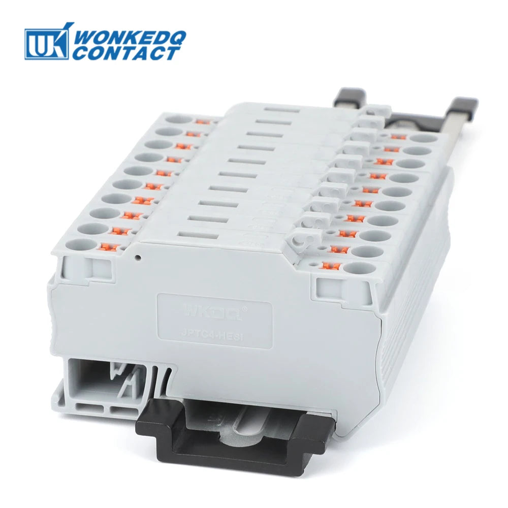 10Pcs Fuse Terminal Block PTC4-HESI Disconnect Lever Push-in Connector Din Mount With 5x20mm 0.5A-10A Fuse PTC 4-HESI