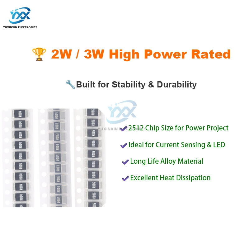 10PCS 2512 Alloy Resistor 0.001Ω~0.5Ω 1% 2W 3W Precision Low Ohm Resistencia for DIY Electronics Power Sensing SMD Chip Type