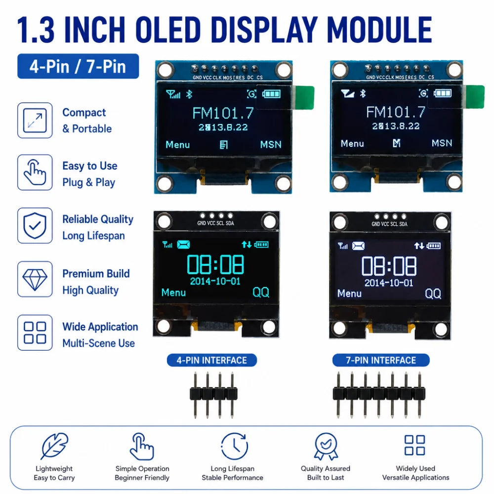 1.3-inch OLED LCD display module 3.3-5V 4-pin/7-pin digital display module 128 × 64 SSH1106 chip