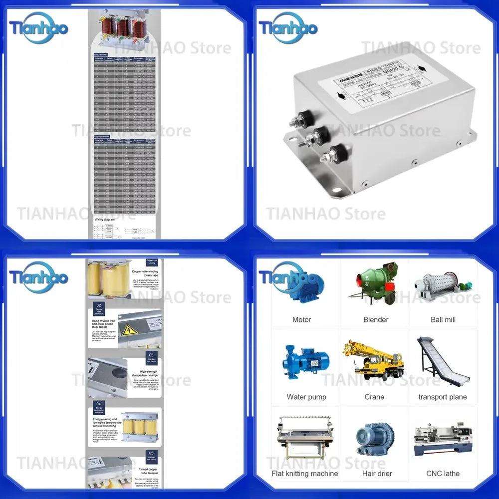 Three-phase Input Filter for Industrial EMI Filters VFD Three-phase 4-wire 50A 100A 150A 200A 300A