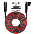 12/24V SAE to SAE Extension Cable Quick Connector Harness SAE Connector, with SAE Polarity Backup Adapter and 15A Backup Fuse