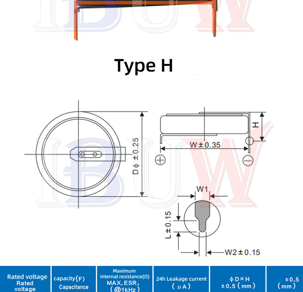 1PCS/lot H type 5.5V Super capacitor 0.1F 0.22F 0.33F 0.47F 1F 1.5F 4.0F Button Farad capacitor