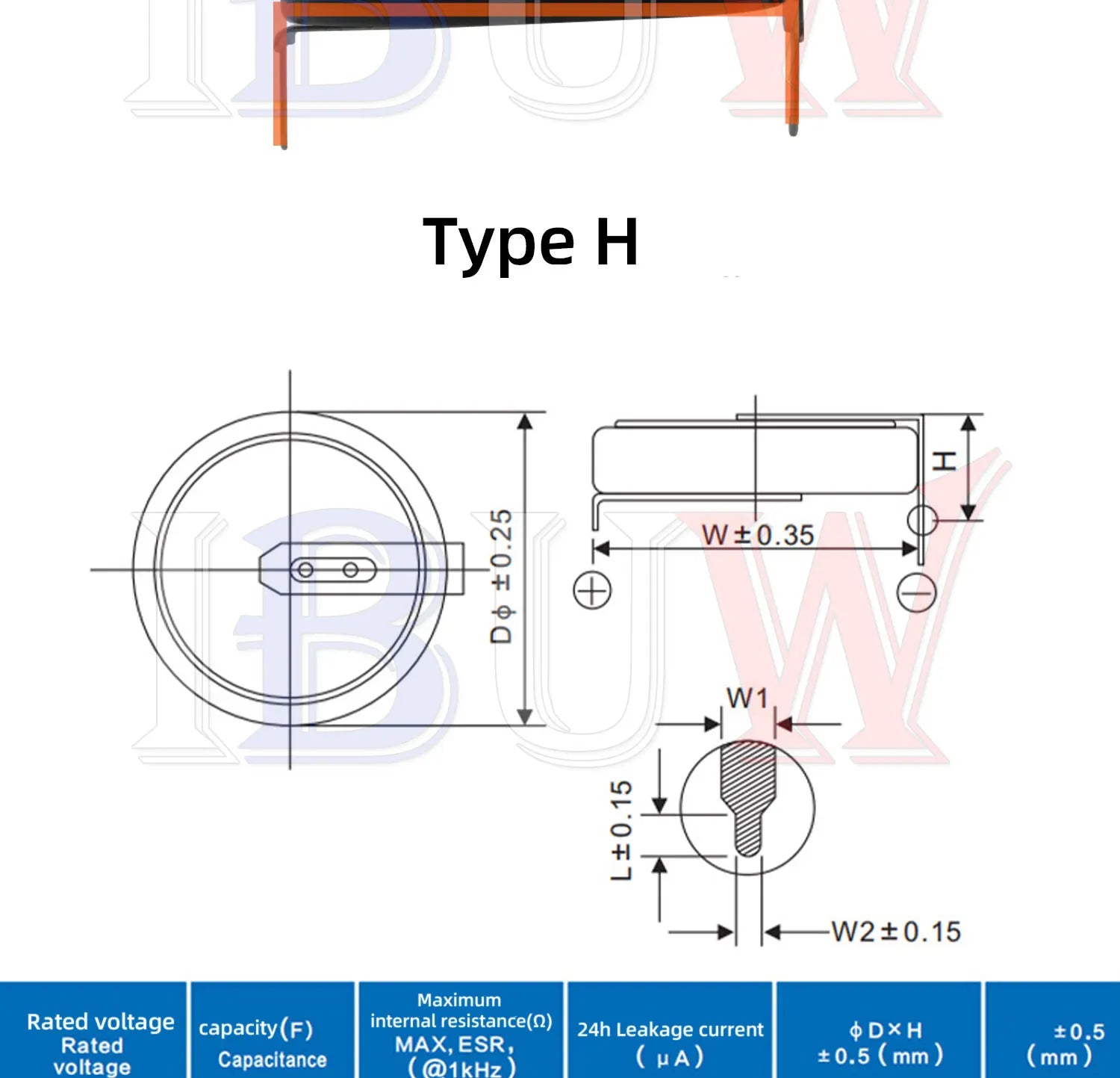 1PCS/lot H type 5.5V Super capacitor 0.1F 0.22F 0.33F 0.47F 1F 1.5F 4.0F Button Farad capacitor