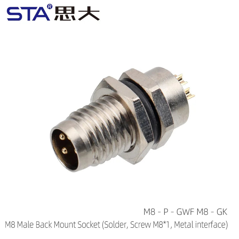 M8 IP67 Waterproof Circular Connector 3 4 5 6 8 Pin Front Rear Panel Mount Solder Industrial Socket Screw M8 M10 M11 M12