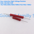 1pcs RI80 3W 5W 10W Red Glass Glaze High-Frequency Non-Inductive High-Voltage Resistor 1K 2K 5K 10K 100K 200K 500K 1M 10M 50M