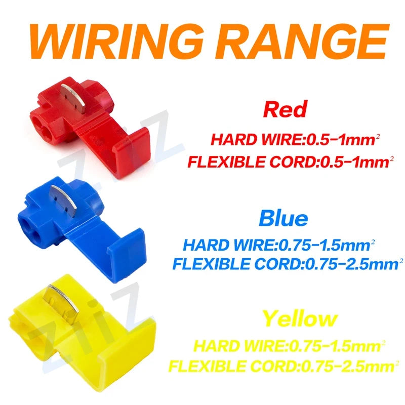 10pcs/30pcs T-Tap Connector Quick Electrical Cable Connector Snap Splice Lock  Waterproof Crimp Wire Terminal blue yellow red