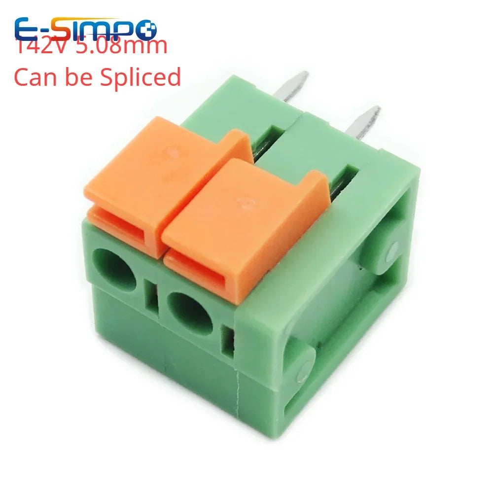 100pcs 142V 142R 5.08mm/0.2" Side/TOP Entry 2P3P4P6P8P10P 141V 141R FFKDSA1/V-2.54mm/0.1" PCB Spring Terminal Block Connector