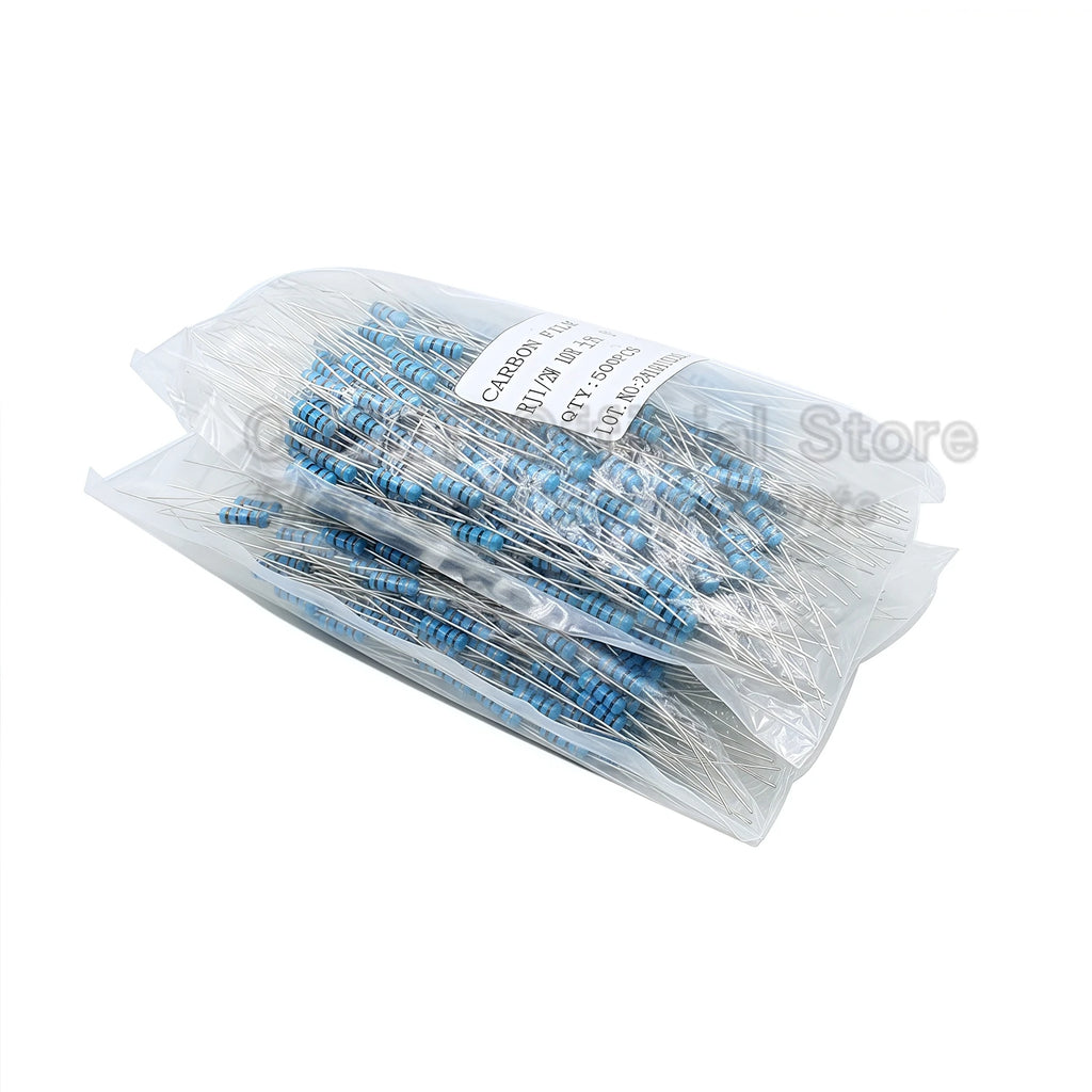 500pcs 1/2W Carbon Film Resistors 5% 0.5W 1kR 1R 2.2K 4.7K 10K 47K 100k 200k 220k 470k 1M Ohm 10R 15 47 100 200 220 470 510 Ohms