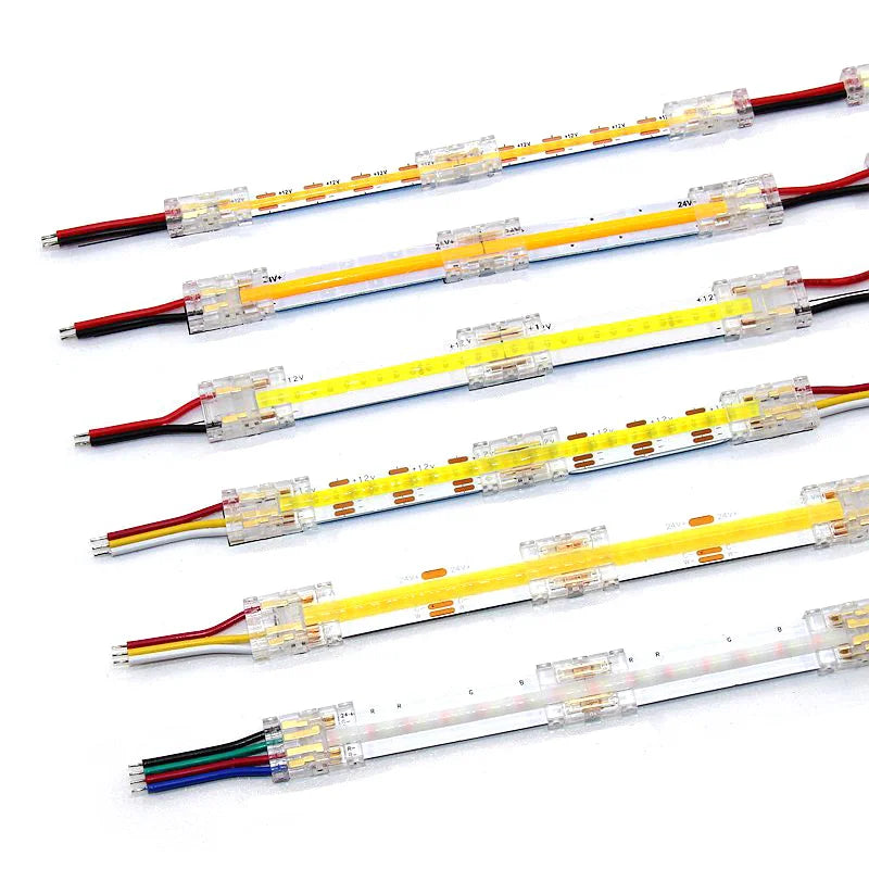 COB Led Strip Connector Light Strip Wire Connectors 2 3 4 Pin L-shaped For 5 8 10mm Width PCB Single Color RGB CCT Strip
