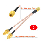 SMA Splitter RG316 2 Way Cable RP SMA Male Female to Dual SMA Male Female 2 X SMA Antenna Adapter Y Type Pigtail RF Coax Cable