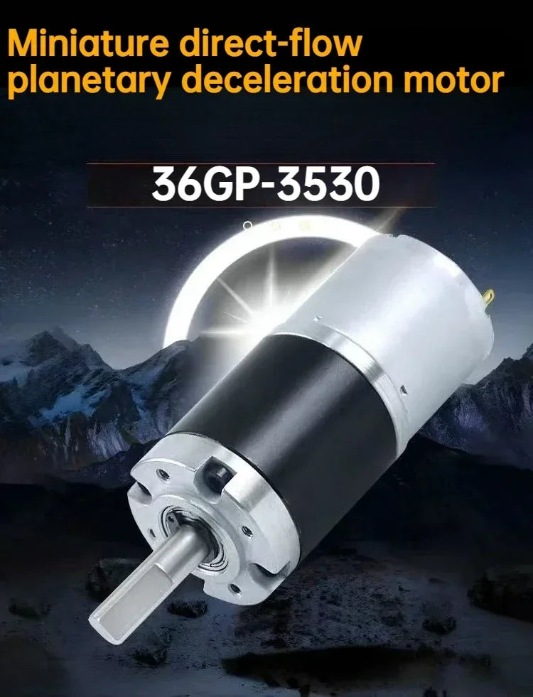 Gear reduction motor, capable of forward and reverse rotation, with adjustable speed. 36mm gearbox, 36 - 3530