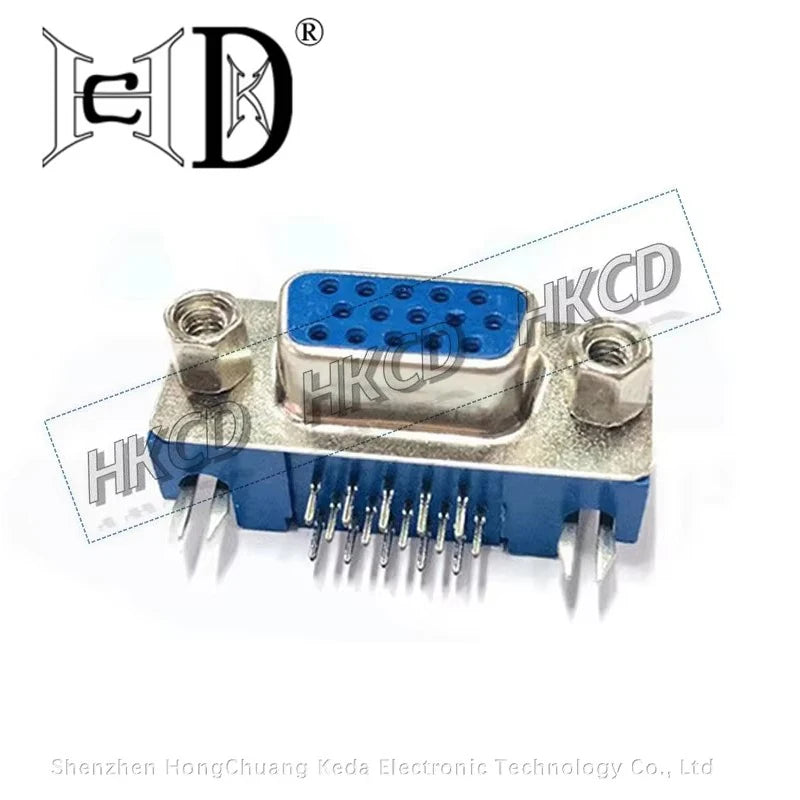 5pcs DB15 DR15 FEMALE PCB Mount CONNECTOR RIGHT ANGLE D-Sub 3Rows Blue Parallel Port CONNECTORS 15Pin 15 Pin VGA Socket Adapter
