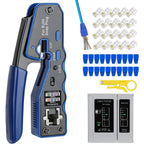 RJ45 CAT6 Crimping Tool Kit with Pass Through Connector,Boots and Tester for Cat5e Cat6 UTP Ethernet Cale