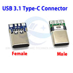 USB 3.1 Type C Male/Female Connectors Jack Tail 24pin USB Male Plug Electric Terminals Welding DIY Data Cable Support PCB Board
