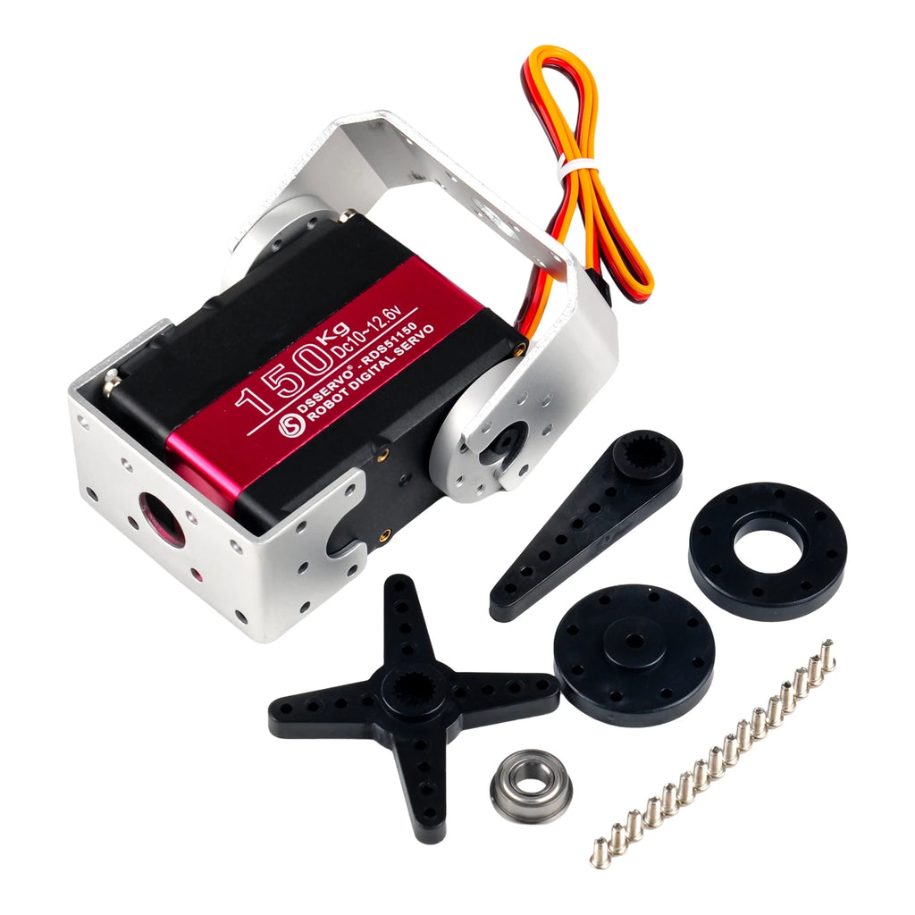 RDS51150 Metal Gear Digital Servo 150KG Robotic Servo Motor 12V 180/270 Degree Ip66 Double-Shaft U Mounting Bracket for RC Cars