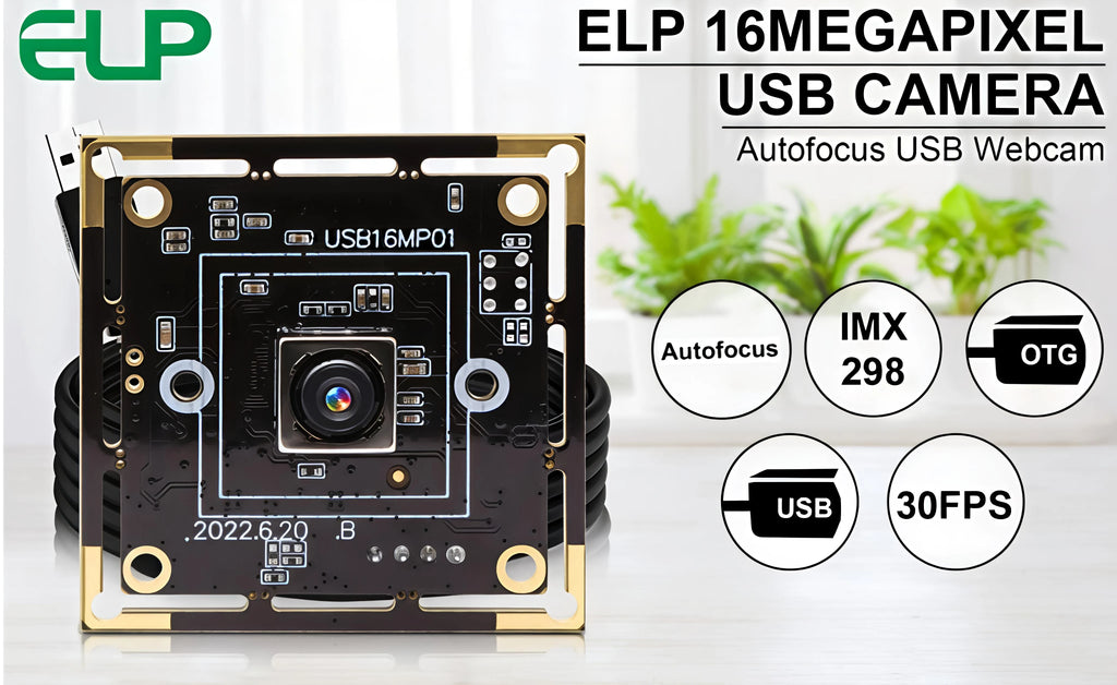 ELP 16MP Autofocus USB Camera IMX298 Sensor UVC Webcam for Barcode QR Code Identification