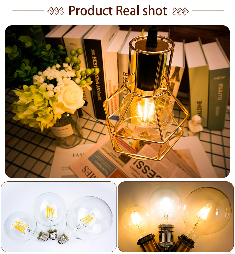 Retro Edison Filament LED Light Bulb E27 AC 220V 240V G80 G95 G125 Globe Light Glass Bulb 2W 4W 6W 8W Lampara LED Lamp