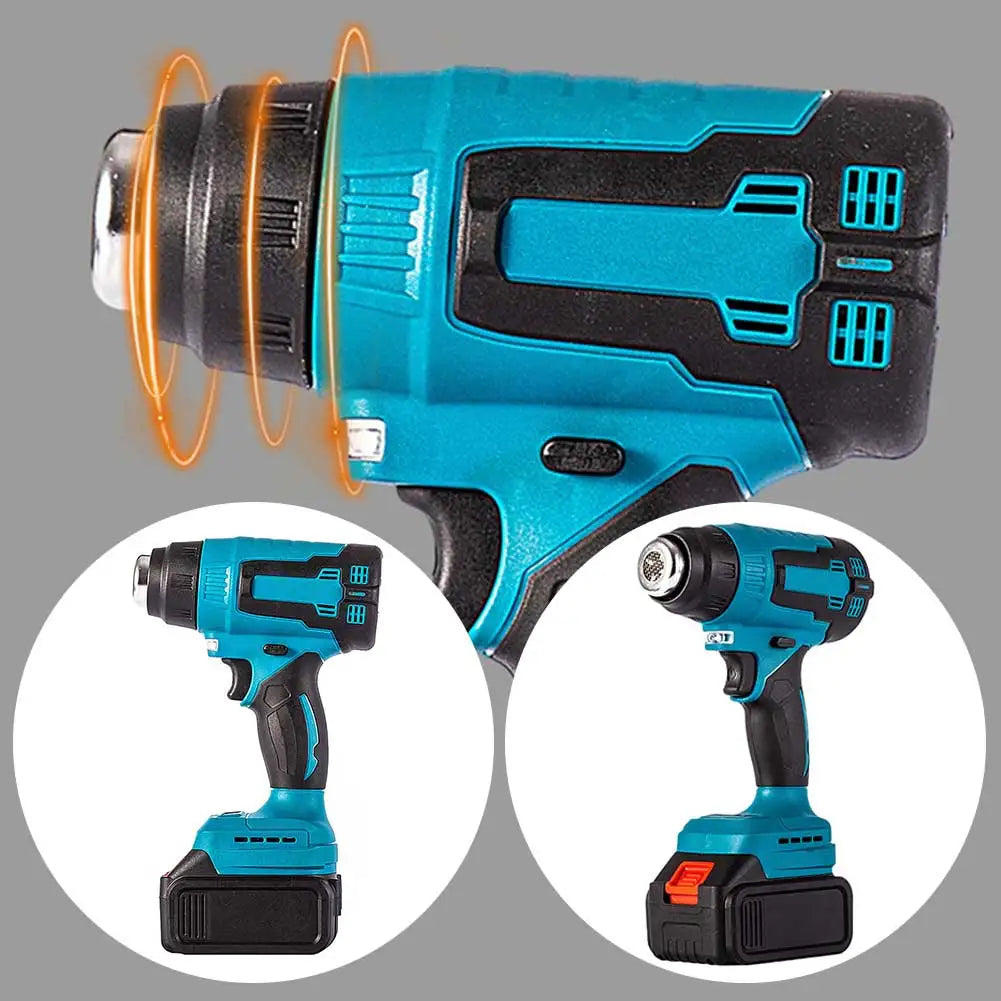 Cordless Hot Air Gun Handheld Hot Air Gun with 3 Nozzles Heat Gun Thermal Blower 0-500℃ Rechargeable for Makita Battery