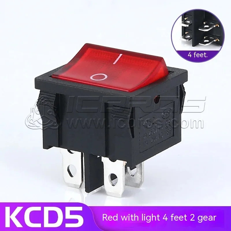 10pcs KCD2 KCD5 21x24mm 21*24mm Rocker Switches Kit 4 Pin 6Pin 2 Position 3 Position 15A/250VAC ON-OFF ON-OFF-ON