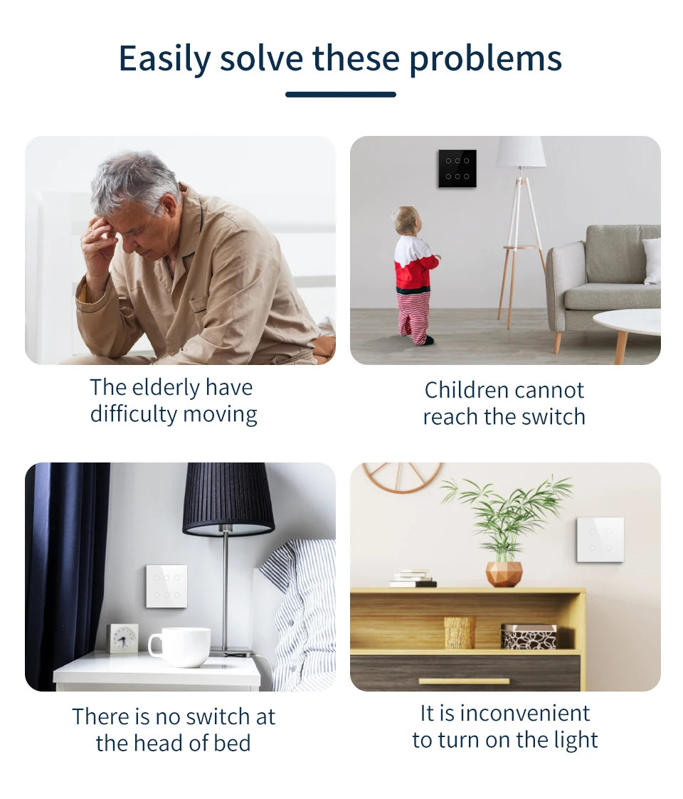 Tuya WiFi Smart Switch Brazil Standard 4x4 Size Touch Sensor 4/6/8 Gang Wall Light Switch Voice Control By Alexa Google Home