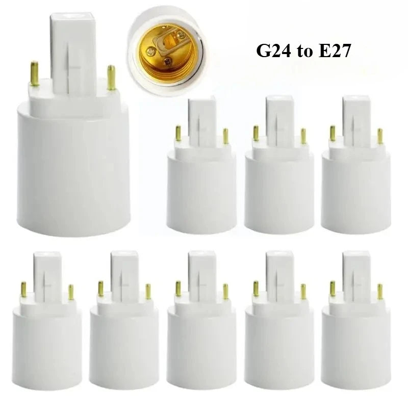 5pcs G24d To E26 LED Light Base Converter2Pin G24 To E27 Lamp Holder Adapter Allow You Install E27 Standard Lamp in G24d Socket