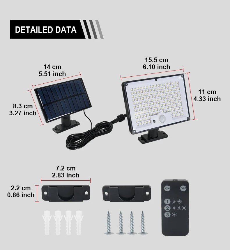 600W 344LED Outdoor Solar Led Lights 3 Modes Motion Sensor Solar Flood Lights Waterproof Security Lights Exterior Solar Lamp