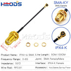 5PCS SMA/RP-SMA Female to IPX MHF4 U.FL RF Plug Pigtail Cable Antenna IPX4 to SMA Male for Mini 0.81mm Wireless Card Router