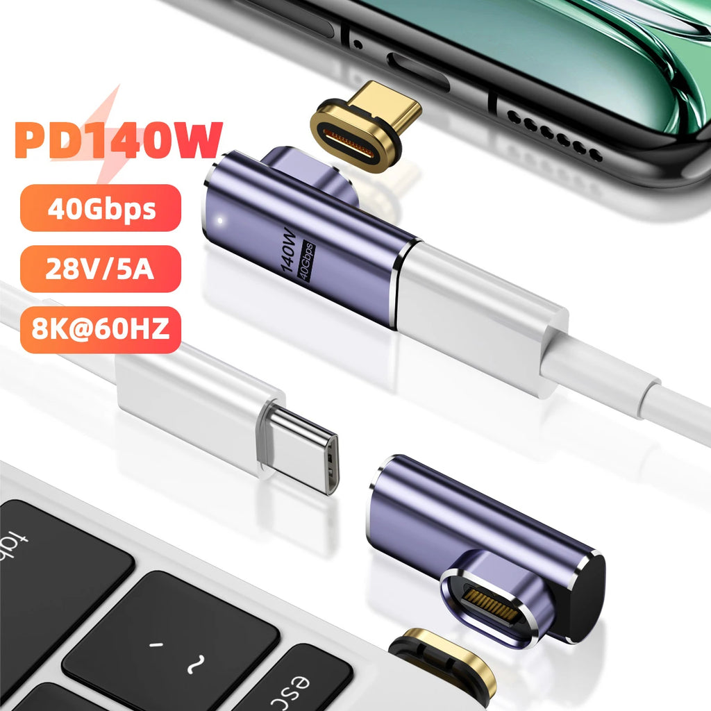 USB4.0 Thunderbolt3 Magnetic USB C To Type C Adapter 140W 40Gbps Fast Charging Magnet Charge Converter Cable 8K@60Hz USB-C Adapt