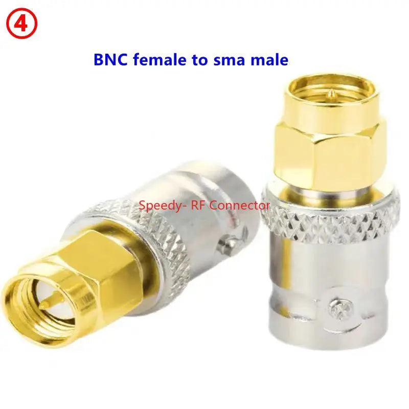 2PCS Q9 BNC To SMA Male Plug&Female Jack Disc RF Adapter Connector 50ohm Wire Terminals Copper Brass Nickel Plating SMA TO BNC