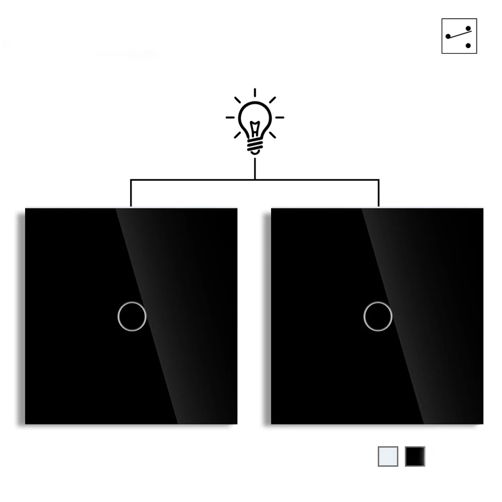 Touch Light Switch With EU Socket 1 Gang 2 Way Wall Light Switch LED Sensor Tempered Glass Interrupter EU Standard 240V