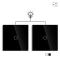 Touch Light Switch With EU Socket 1 Gang 2 Way Wall Light Switch LED Sensor Tempered Glass Interrupter EU Standard 240V