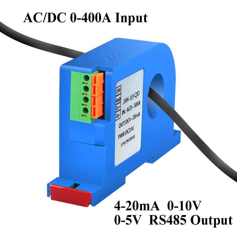 AC/DC Current Transmitter 0-600A Current Transmitter 4-20ma 0-10V RS485 22mm DC Current Transmitter AC Current Sensor Transducer