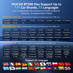 Lifetime Free Update MUCAR BT200 Max OBD2 Scanner CAN FD Bi-Directional Control All System Diagnostic Tool 15 Reset for All Cars
