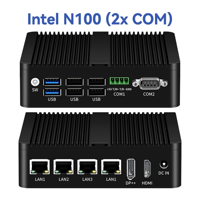4 Ethernet Mini PC Intel N100 N2830 J1900 J4125 N5105 CPUs X86 Firewall Router Pfsense OPNSENSE Windows Linux Virtual Machine