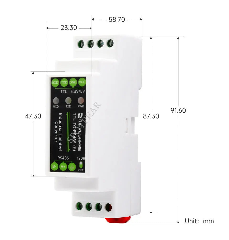 TTL to RS485 Converter, DIN-Rail Electrical Isolated Serial Module, 600W Lightning & Surge Protection