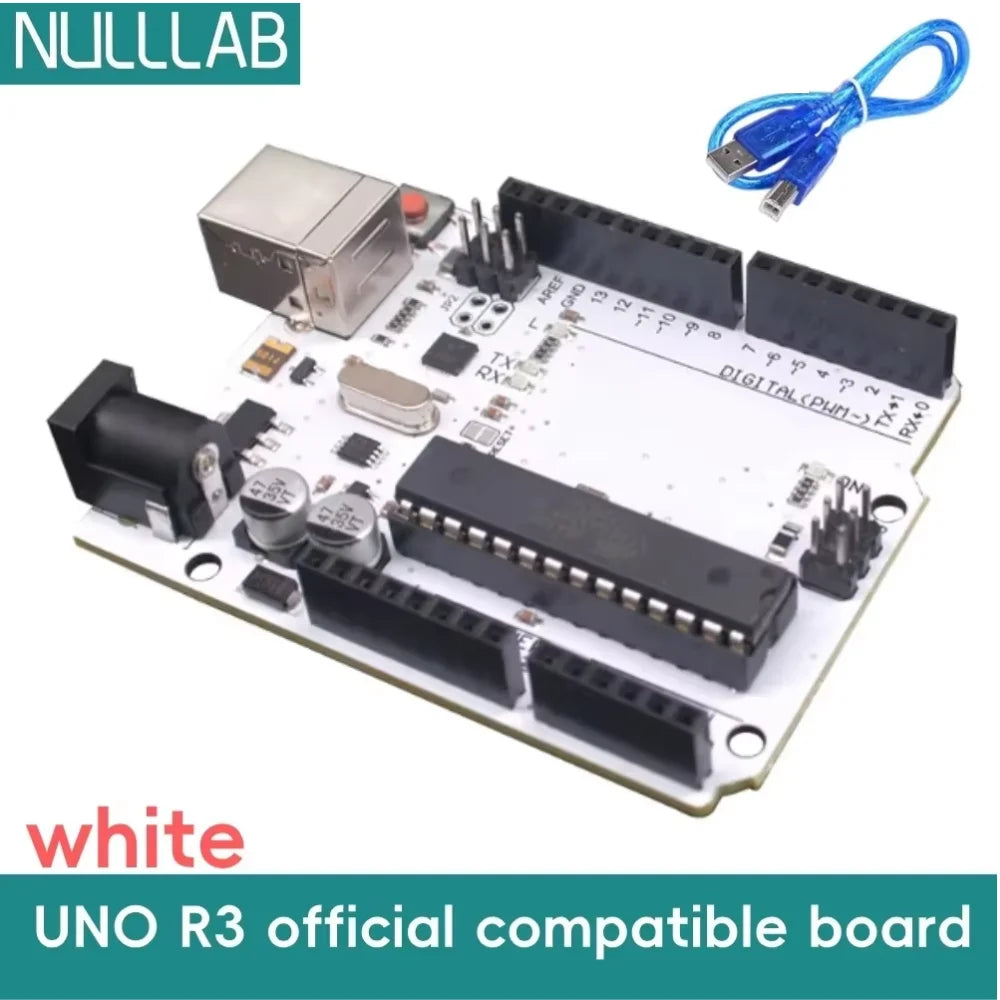 Compatible with Arduino Uno R3 Development Board ATmega328P Microcontroller Module Main Control Board Multicolor USB-B Cable