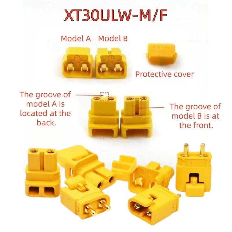 1/5pcs XT30 Male Female Connector, XT30ULW-F Plug XT30U-M R/A 16AWG Silicone Cable Elbow Battery Charging Cable for RC Quadcopt
