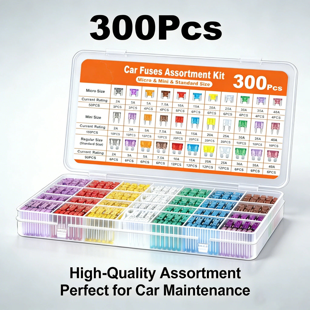 Car Blade Fuse 300/180/120pcs,Standard & Mini Fuses with Storage Box for Truck Motorcycle Boat RV 5A 10A 15A 20A 25A 30A 35A 40A
