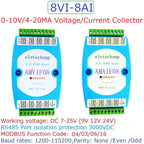 DC 12V-24V 8AI 8VI 4-20MA /0-10V to RS485 Current/Voltage ADC Collector Module for MODBUS RTU PLC Board